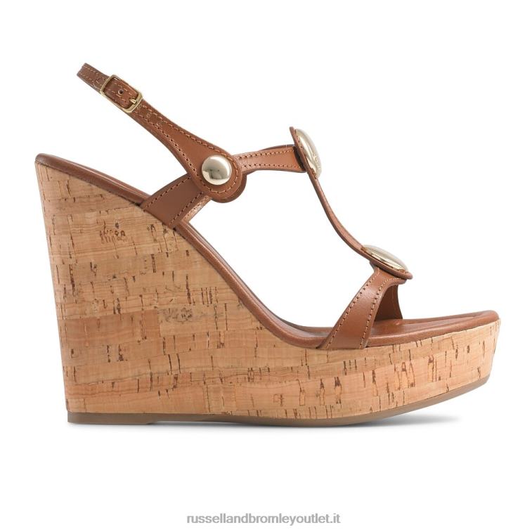 beige V0V4J423 donne Russell And Bromley tacco a zeppa in sughero con barra a T sporgente