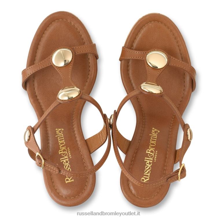 beige V0V4J423 donne Russell And Bromley tacco a zeppa in sughero con barra a T sporgente