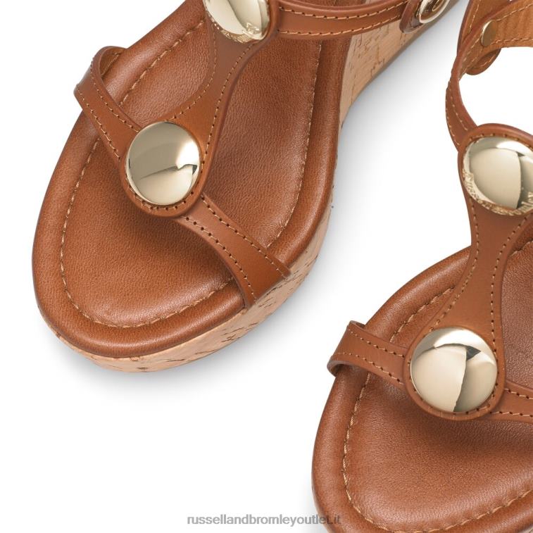 beige V0V4J423 donne Russell And Bromley tacco a zeppa in sughero con barra a T sporgente