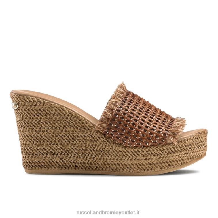 marrone V0V4J165 donne Russell And Bromley sabot con zeppa in tessuto libertino