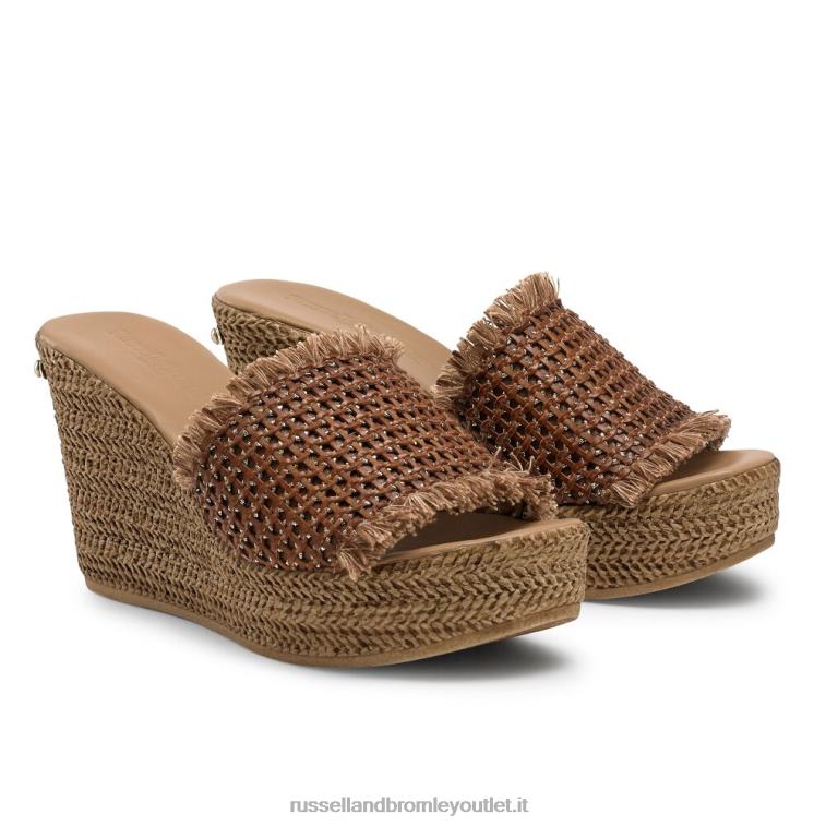 marrone V0V4J165 donne Russell And Bromley sabot con zeppa in tessuto libertino