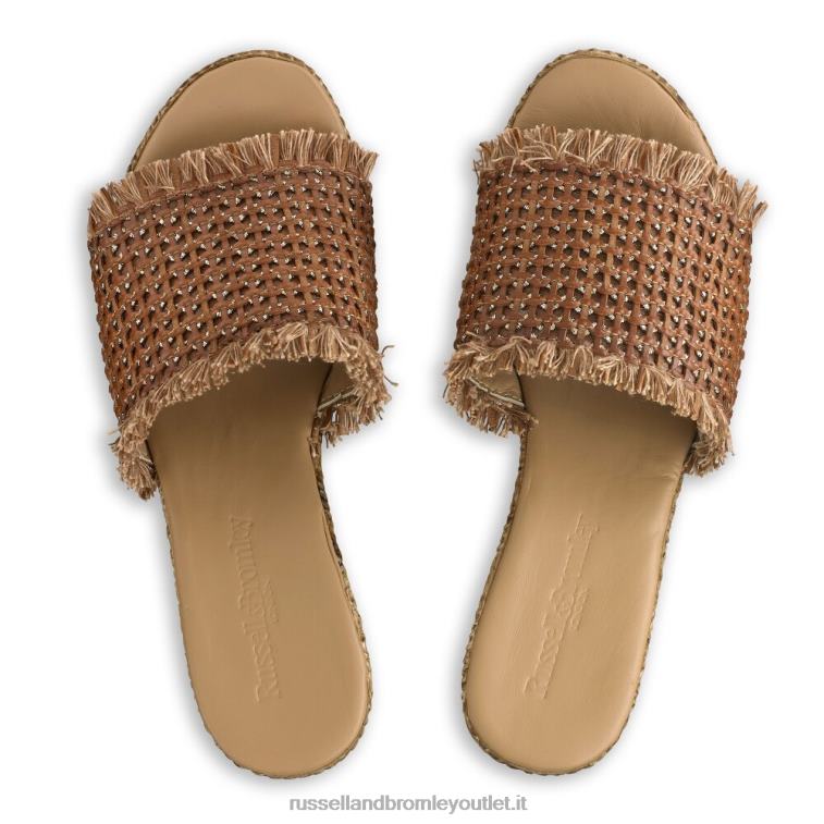 marrone V0V4J165 donne Russell And Bromley sabot con zeppa in tessuto libertino
