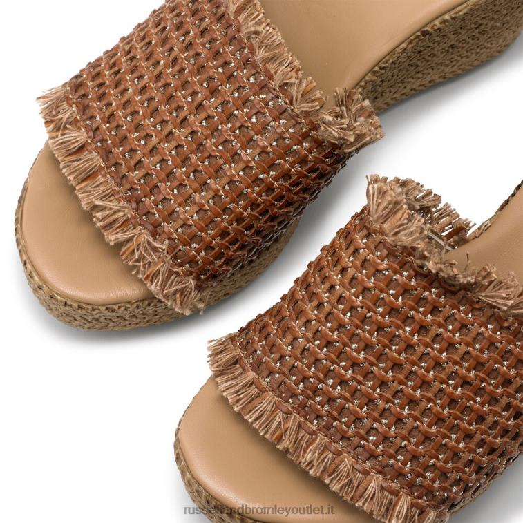 marrone V0V4J165 donne Russell And Bromley sabot con zeppa in tessuto libertino