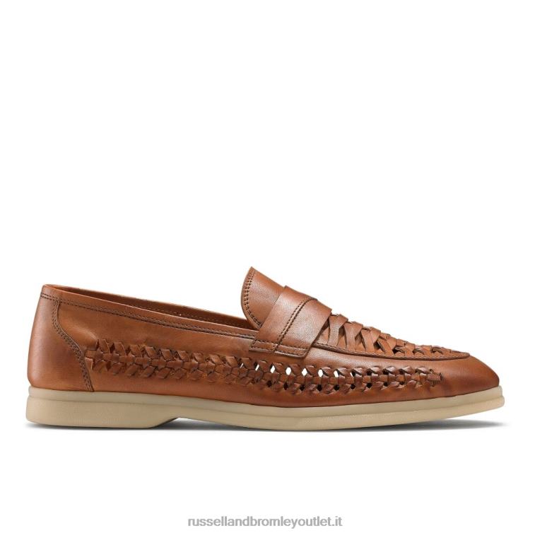 marrone V0V4J577 uomini Russell And Bromley mocassino con dettaglio intreccio superiore