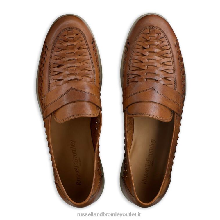 marrone V0V4J577 uomini Russell And Bromley mocassino con dettaglio intreccio superiore