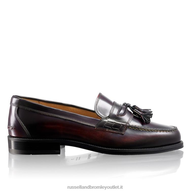 rosso V0V4J556 uomini Russell And Bromley keeble mocassino college con 3 nappine