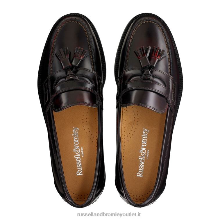 rosso V0V4J556 uomini Russell And Bromley keeble mocassino college con 3 nappine