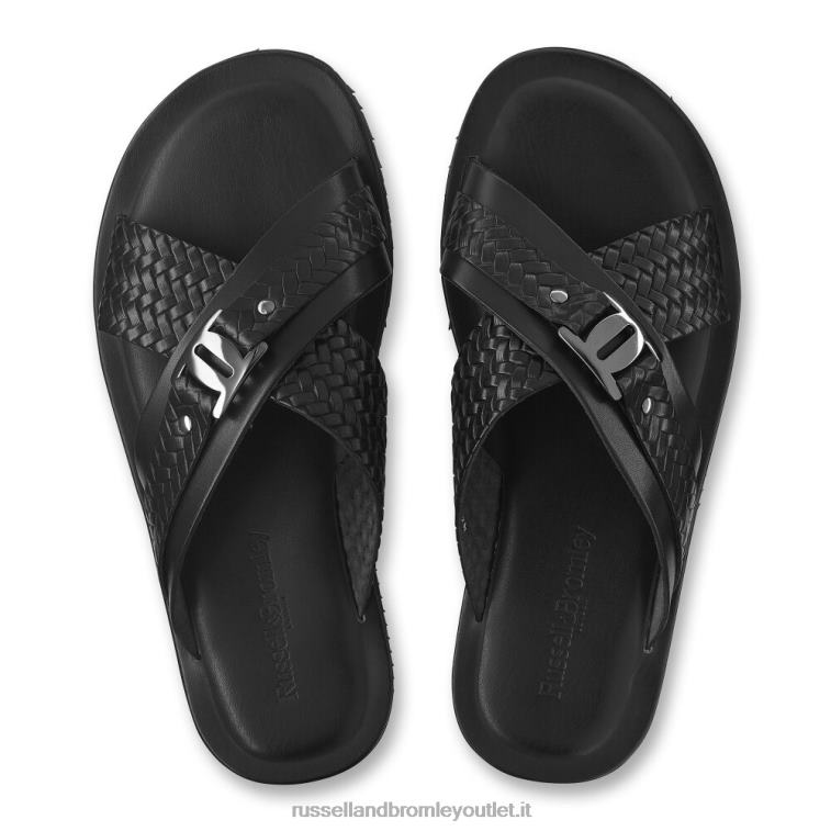 nero V0V4J502 uomini Russell And Bromley sandalo con timbro in tessuto vision