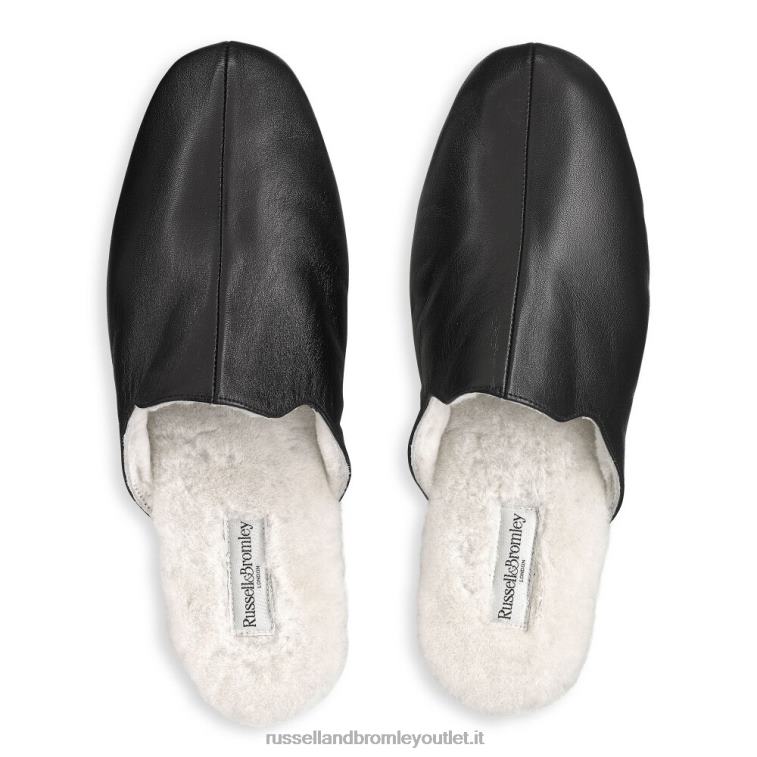 nero V0V4J541 uomini Russell And Bromley pantofola mulo in shearling dominic