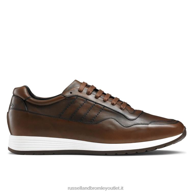 marrone V0V4J464 uomini Russell And Bromley sneaker stringata di lusso run time