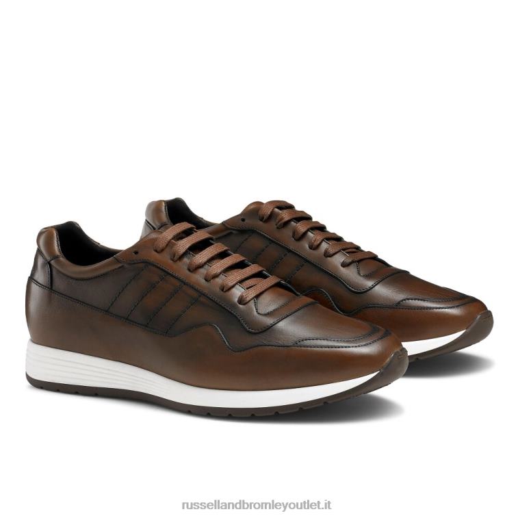 marrone V0V4J464 uomini Russell And Bromley sneaker stringata di lusso run time