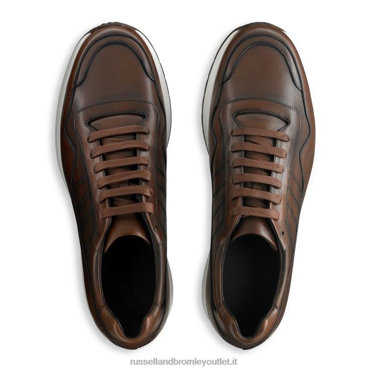 marrone V0V4J464 uomini Russell And Bromley sneaker stringata di lusso run time