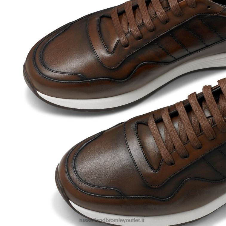 marrone V0V4J464 uomini Russell And Bromley sneaker stringata di lusso run time