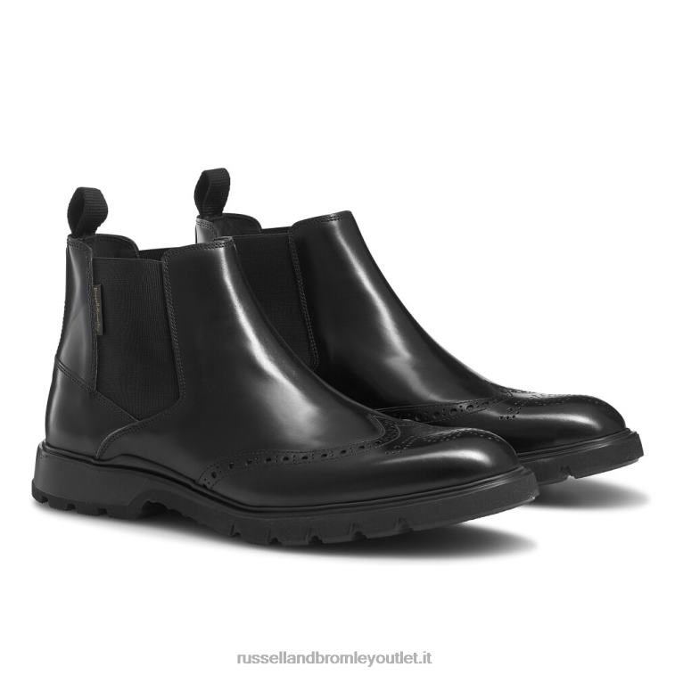 nero V0V4J613 uomini Russell And Bromley stivaletto chelsea con dettaglio brogue farringdon