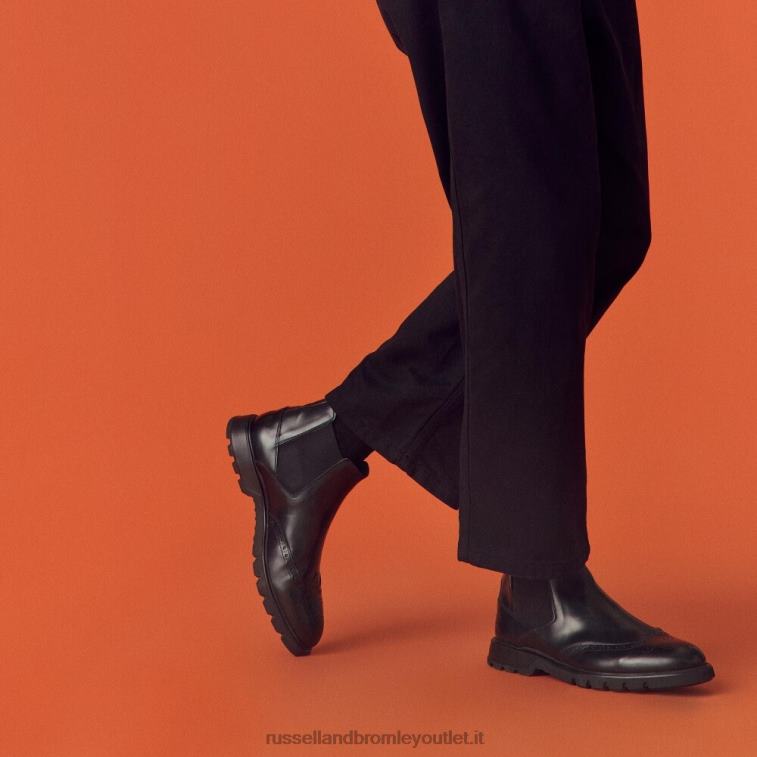 nero V0V4J613 uomini Russell And Bromley stivaletto chelsea con dettaglio brogue farringdon