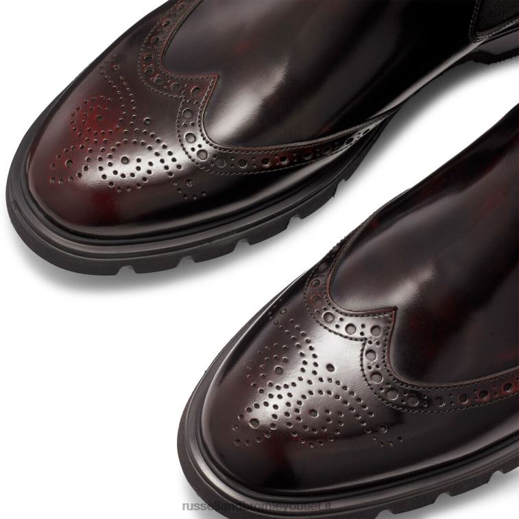 rosso V0V4J606 uomini Russell And Bromley stivaletto chelsea con dettaglio brogue farringdon